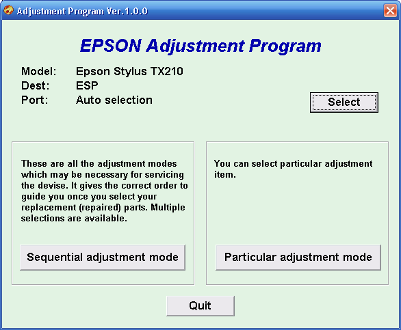 software epson c110 adjustment program